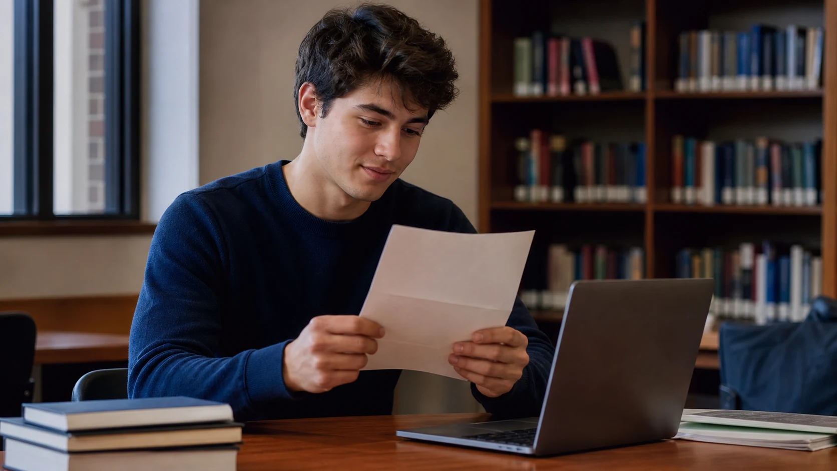 Student čita obavijest uz prijavu za stipendiju